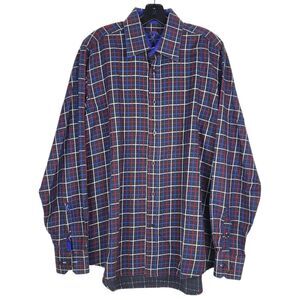 BUGATCHI UOMO Shirt Mens Large Gray Multi Tartan Plaid Classic Fit Button Up